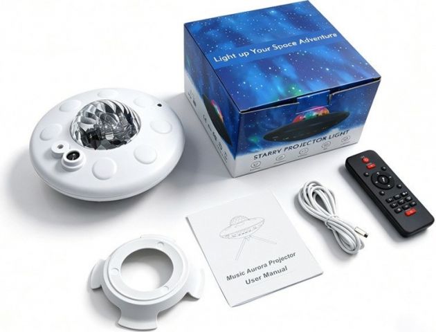UFO Projector - Προβολέας Έναστρου Ουρανού & Northern Lights με Ηχείο - Ατμοσφαιρικός Φωτισμός LED, Τηλεχειριστήριο & Bluetooth