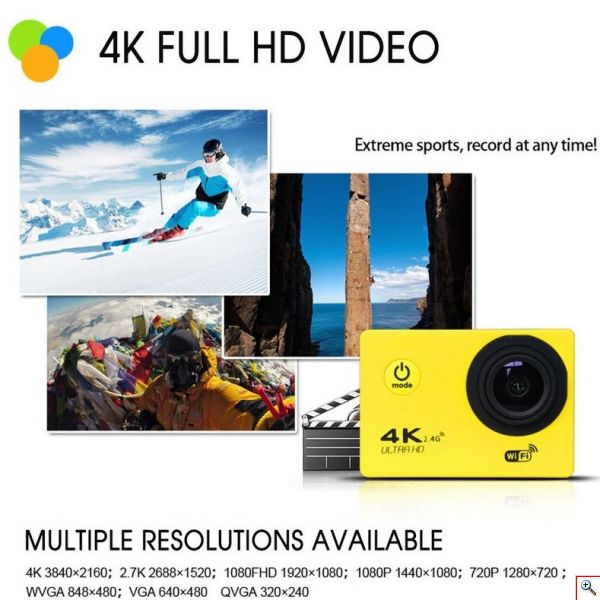 Super Extreme Αδιάβροχη Κάμερα Δράσης Ultra HD 4K WiFi 2.0in - Action Camera με Πλήρη Αξεσουάρ & App Εφαρμογή σε Διάφορα Χρώματα