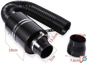 Universal Κιτ Εισαγωγής Αέρα Βαρελάκι Αυτοκινήτου Carbon Μαύρο 