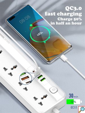 Universal Πολύπριζο 5 Θέσεων με 3 Θύρες USB & 1 USB-C PD/QC 3.0 20W – Καλώδιο 2m LDNIO