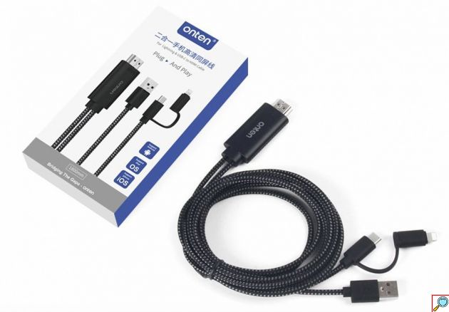 Καλώδιο Lightning / USB-C σε HDMI 2K, 1.8m - Σύνδεση κινητού σε τηλεόραση, οθόνη ή προβολέα
