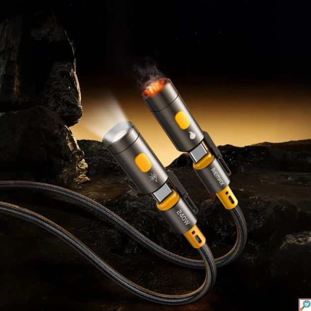 Καλώδιο USB-C σε USB-C 240W - Φόρτιση, LED φακός και αναπτήρας, 1.2m
