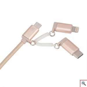 3 Σε 1 USB Καλώδιο Φόρτισης Mini USB, USB-C, Lightning για Samsung, iPhone