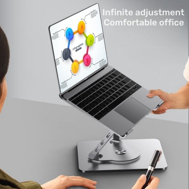 Πτυσσόμενη Βάση Laptop Tablet – Ρυθμιζόμενη με Περιστροφή 360° - Μεταλλική, Εργονομική Στήριξη, Συμβατή με Συσκευές έως 17.3