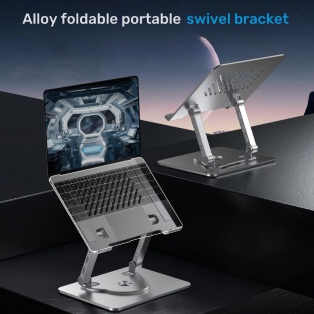 Πτυσσόμενη Βάση Laptop Tablet – Ρυθμιζόμενη με Περιστροφή 360° - Μεταλλική, Εργονομική Στήριξη, Συμβατή με Συσκευές έως 17.3