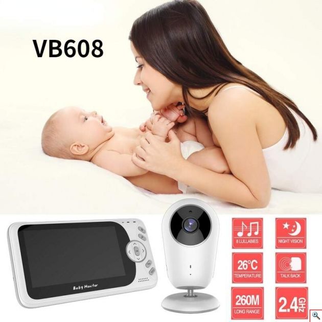 Ασύρματο Baby Monitor με Κάμερα και Ήχο για Mωρά, Ενδοεπικοινωνία, Night Vision – VB608