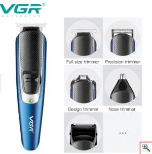 VGR® Επαγγελματική Επαναφορτιζόμενη Κουρευτική Μηχανή 10W Ρυθμιζόμενου Μήκους 1-12mm 5in1 Kit Fast Charging Hair Trimmer V-172
