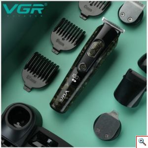 VGR® Επαναφορτιζόμενη Επαγγελματική Κουρευτική Μηχανή Ψηφιακή 5in1 Kit Hair Clipper & Trimmer V102
