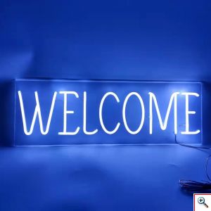 Μεγάλη LED Φωτιζόμενη Πινακίδα WELCOME με Ακρυλική Πλάκα 60x20cm