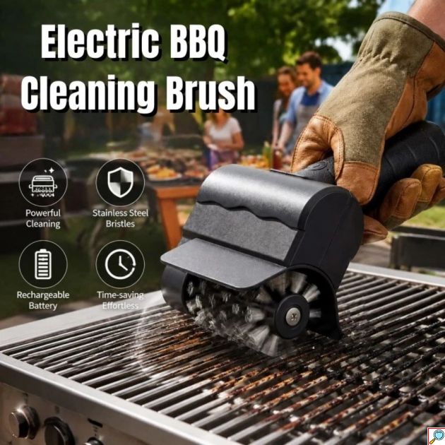 Ηλεκτρική Βούρτσα Καθαρισμού BBQ Επαναφορτιζόμενη – Για Σχάρες σαν Καινούριες - Ισχυρό Μοτέρ, USB Φόρτιση, Ανοξείδωτες Τρίχες