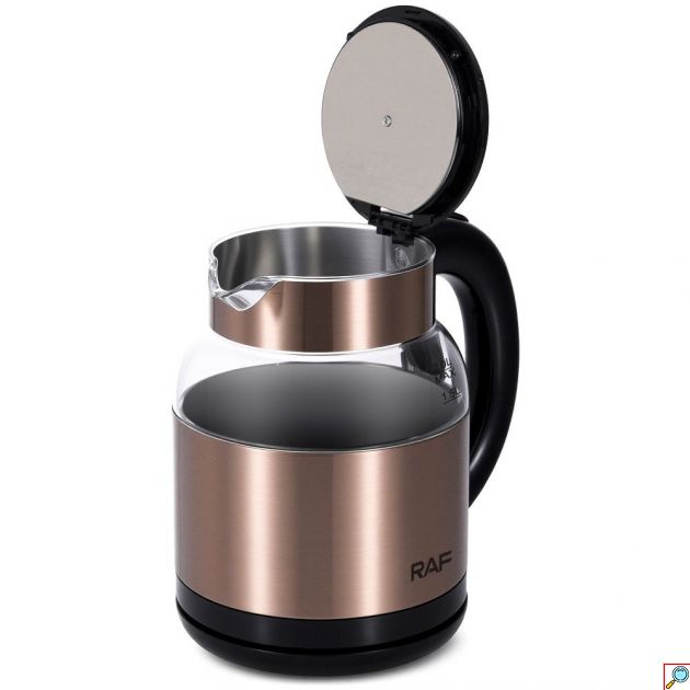 Ηλεκτρικός Βραστήρας 2L 1500W – Γυάλινος, Ταχύτητα & Design - Αυτόματη Απενεργοποίηση, Περιστρεφόμενη Βάση 360°, Bronze