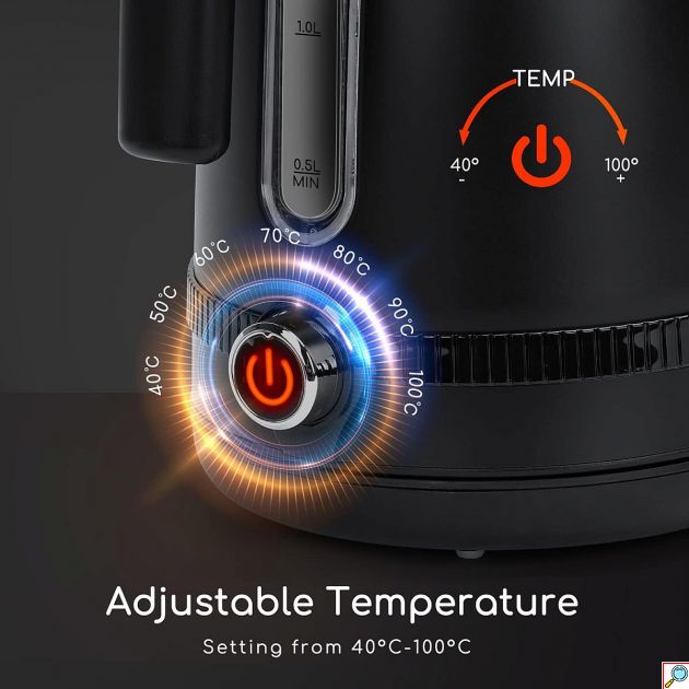 Ηλεκτρικός Βραστήρας 1.7L 2200W με Ρύθμιση Θερμοκρασίας - Γρήγορος Βρασμός, Ψηφιακή Οθόνη, Μαύρος, Ιδανικός για Τσάι & Καφέ