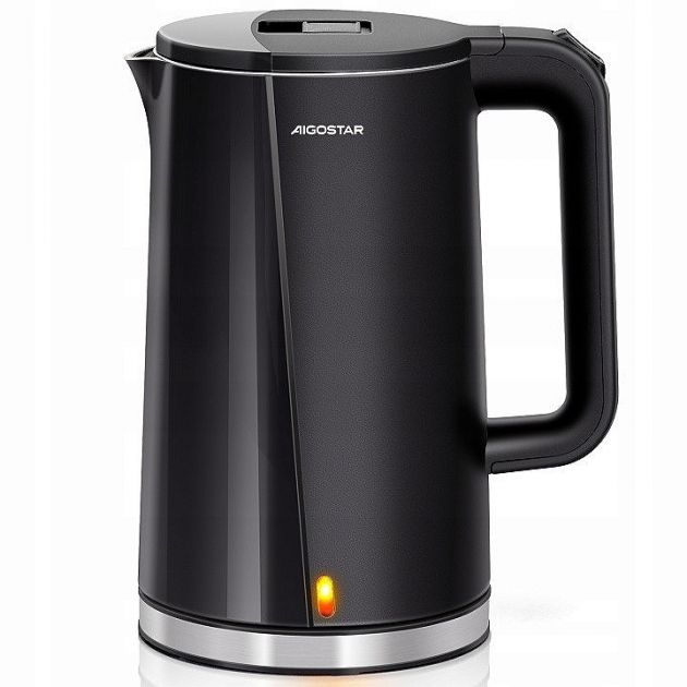Ηλεκτρικός Βραστήρας Aigostar 1,7L – Ισχύς έως 2200W, Ανοξείδωτος Μαύρος