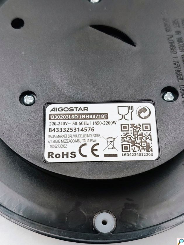 Ηλεκτρικός Βραστήρας Aigostar 1,7L – Ισχύς έως 2200W, Ανοξείδωτος Μαύρος