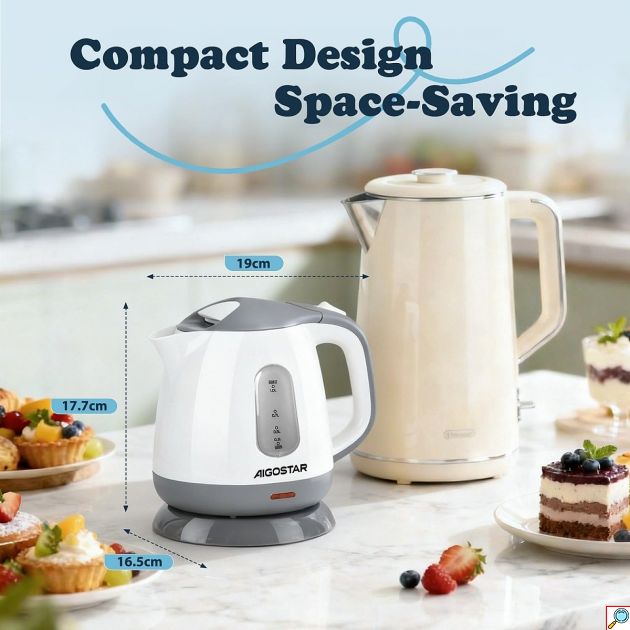 Ηλεκτρικός Βραστήρας 1L 1100W – Συμπαγής & Βάση 360° για μικρούς χώρους