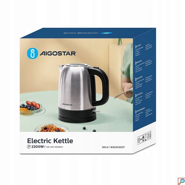 Ηλεκτρικός Βραστήρας 1.7L 2200W – Ταχύτητα & Ασφάλεια - Από Ανοξείδωτο Ατσάλι, Αυτόματη Απενεργοποίηση, για Κουζίνα & Γραφείο