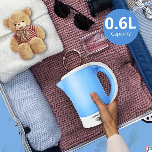 Ηλεκτρικός Βραστήρας Ταξιδίου 0.6L 650W – Compact & Ελαφρύς - Με 2 Ποτήρια & Κουταλάκια, Ιδανικός για Camping, Γραφείο & Διακοπές