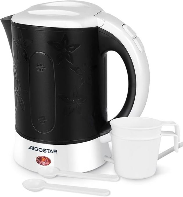 Ηλεκτρικός Βραστήρας Ταξιδίου Aigostar 0,6L 650W με 2 Ποτήρια & 2 Κουταλάκια – Compact σχεδιασμός για ταξίδια