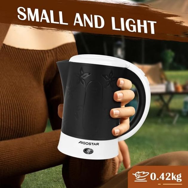 Ηλεκτρικός Βραστήρας Ταξιδίου Aigostar 0,6L 650W με 2 Ποτήρια & 2 Κουταλάκια – Compact σχεδιασμός για ταξίδια