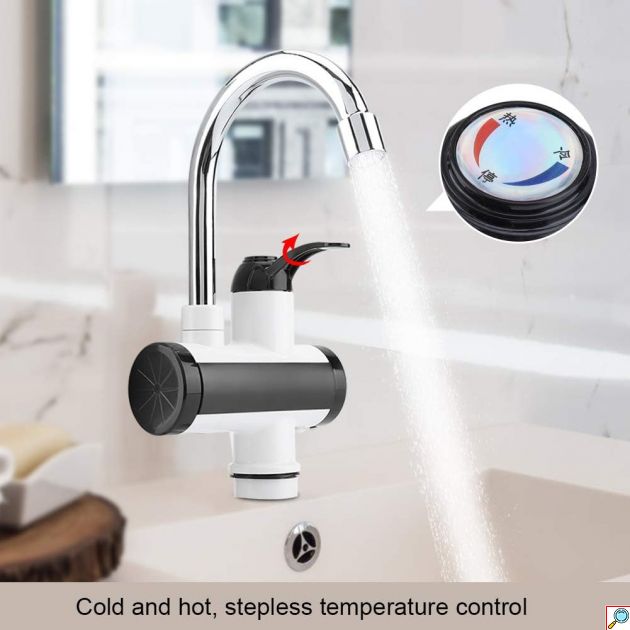 Ηλεκτρικός Ταχυθερμαντήρας 3300W - Περιστρεφόμενη Βρύση με Οθόνη LED - Λευκό Μαύρο