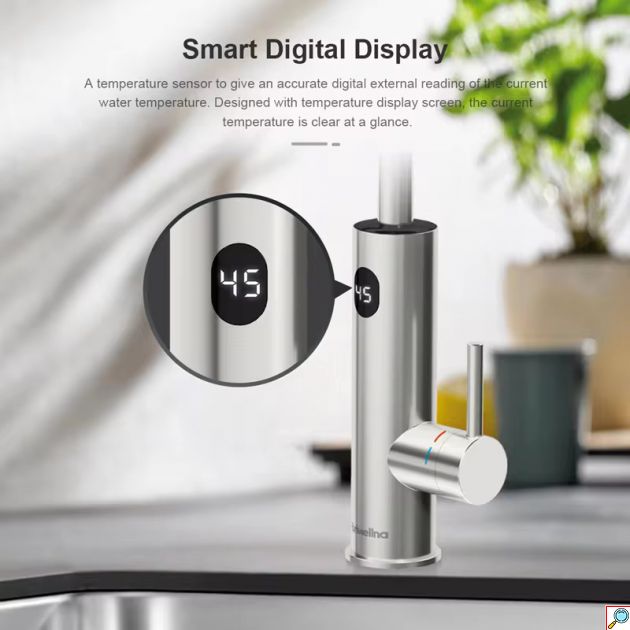 Ηλεκτρικός Ταχυθερμαντήρας 3300W - Βρύση INOX με Οθόνη LED