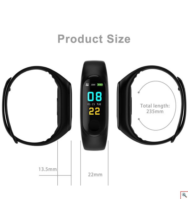 Έξυπνο Ρολόι Smart Bracelet Bluetooth Smartwatch με Καταγραφή Βημάτων, Ύπνου, Καρδιακών Παλμών & Οξυγόνου