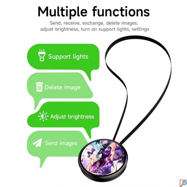 Wireless Display Badge 1.85'' – Ψηφιακή Κονκάρδα με Οθόνη HD - Bluetooth 5.4, Προβολή Φωτογραφιών & Βίντεο, App SuperBand, Μαύρο