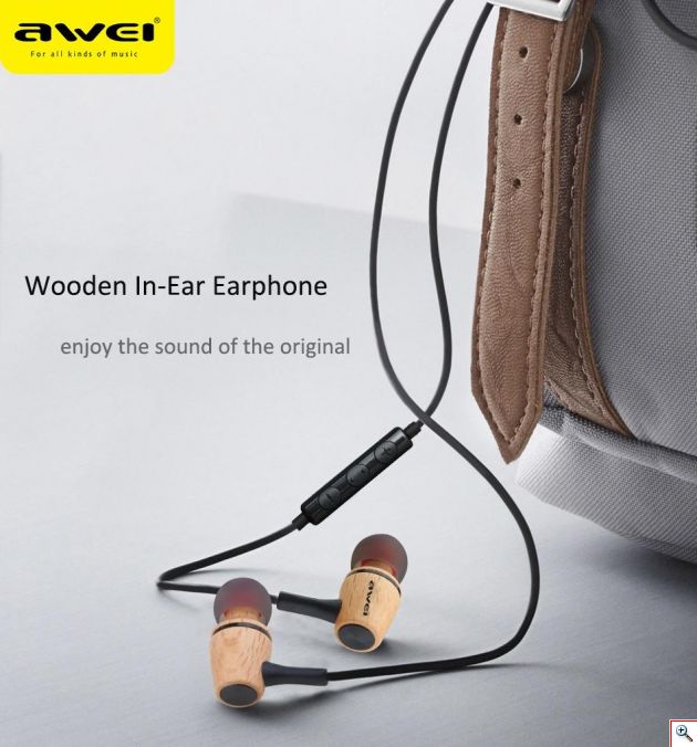 Ξύλινα Ακουστικά Awei - Deepbass In-Ear Earphones