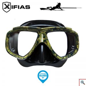 Xifias Sub® Καταδυτική Μάσκα Camo Παραλλαγής Σιλικόνης Tempered Glass με Θήκη Μεταφοράς