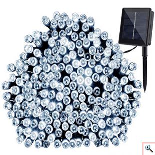 Ηλιακά Χριστουγεννιάτικα Λαμπάκια - Φωτάκια LED Εξωτερικού Χώρου (200 λαμπάκια) με Φωτοβολταϊκό Πάνελ Ψυχρά - 21m
