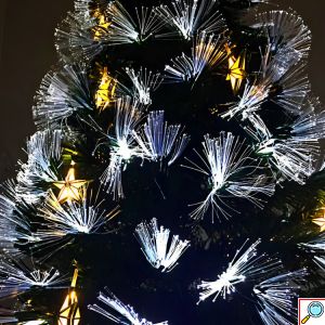 Αυτοφωτιζόμενο Χριστουγεννιάτικο Δέντρο 210εκ Οπτικής Ίνας με Αστέρι - Λευκό Ψυχρό LED & 8 Προγράμματα Φωτισμού
