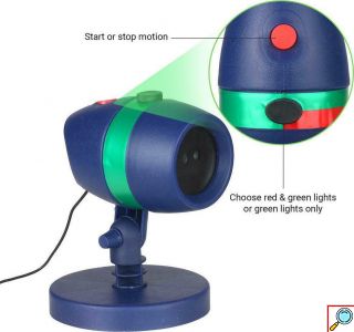 Χριστουγεννιάτικος Laser Προβολέας Εξωτερικού Χώρου Κόκκινος – Πράσινος με Προστασία IP44 και Διπλή Λειτουργία Φωτισμού