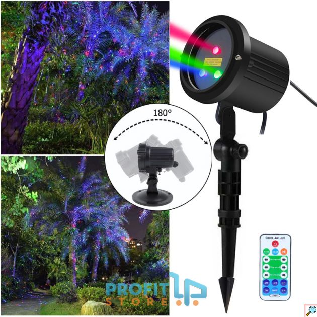Αδιάβροχος Τριπλής Δέσμης RGB SuperView Laser - Νυχτερινός Χριστουγεννιάτικος Τηλεχειριζόμενος Φωτισμός - Xmas Star Light Προβολέας Προτζέκτορας