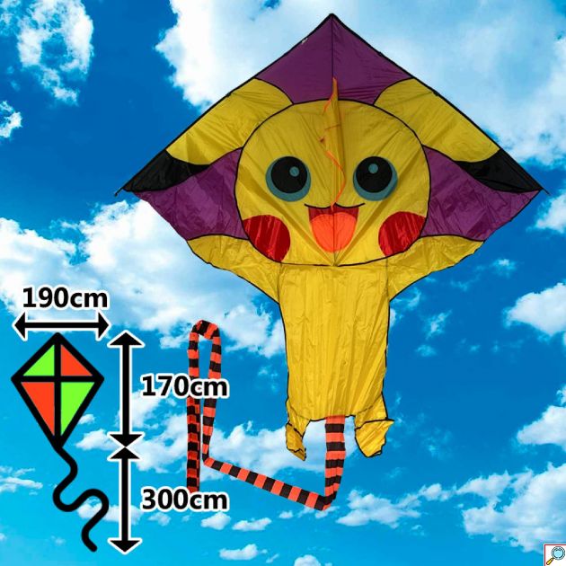 Υφασμάτινος Αναδιπλούμενος Χαρταετός Pikachu με Μακριά Ουρά