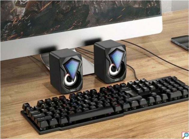 Ηχεία Υπολογιστή 2.0 6W Μαύρα – Δυναμικός RGB Φωτισμός - Compact Σχεδιασμός, Στερεοφωνικός Ήχος, USB Τροφοδοσία για PC & Laptop