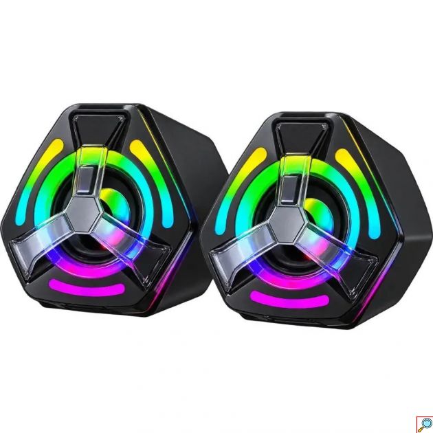 Ηχεία Υπολογιστή 6W - RGB Φωτισμός & 3.5mm AUX - Compact Στερεοφωνικός Ήχος για Gaming, PC & Laptop