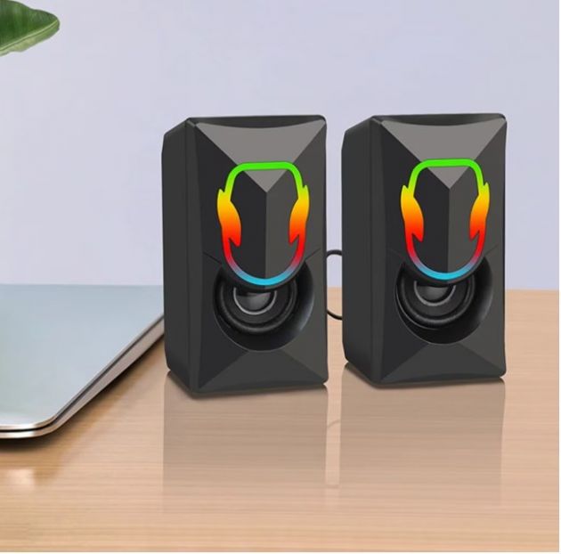 Ηχεία Υπολογιστή 6W - RGB LED Φωτισμός & Στερεοφωνικός Ήχος - USB & AUX 3.5mm για Gaming, Μουσική & Ταινίες
