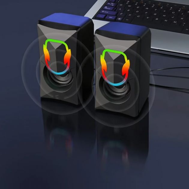 Ηχεία Υπολογιστή 6W - RGB LED Φωτισμός & Στερεοφωνικός Ήχος - USB & AUX 3.5mm για Gaming, Μουσική & Ταινίες
