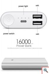Υψηλής Απόδοσης Power Bank 2,1A - Μπαταρία Φορτιστής 16000mAh 
