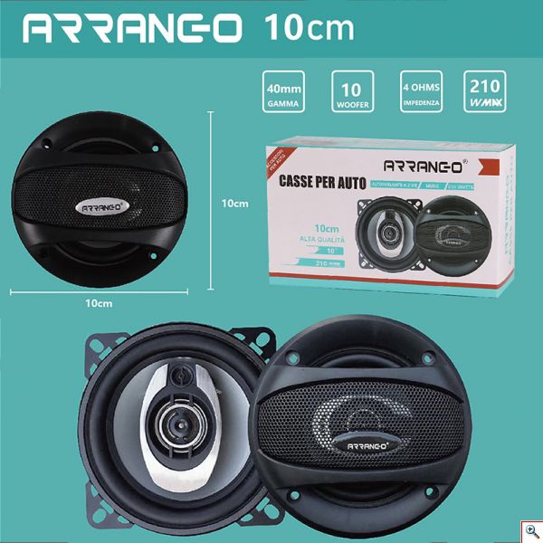 Ζεύγος Ομοαξονικών Ηχείων Αυτοκινήτου ARRANGO, 16cm, 2 Δρόμων, 250W Μεγίστης Ισχύος, Με Καπάκι, AC76022