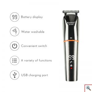 Kemei® Αδιάβροχη Επαναφορτιζόμενη Κουρευτική Μηχανή - Trimmer 11 σε 1 με Οθόνη LCD - Πλήρες Σετ Ανδρικής Περιποίησης